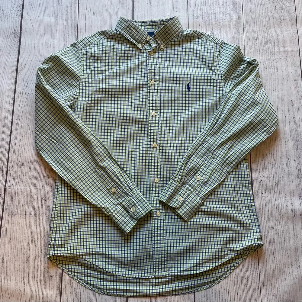 Ralph Lauren Blue & Green Plaid Long Sleeve Button Down size XL (18-20)